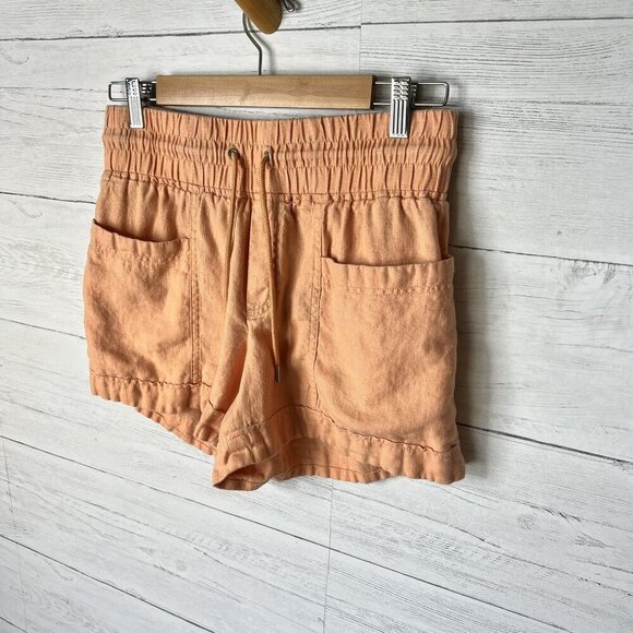 Athleta Shorts Womens Size 4 Peach Cabo 100% Linen Breathable Lightweight - Picture 5 of 16